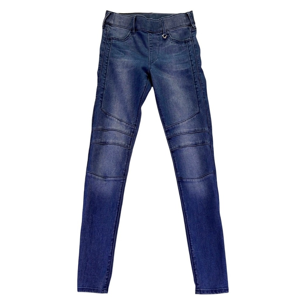 True Religion XS Blue Denim Moto Jeggings Skinny Pull On Stretch Leggings